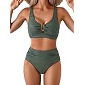 Eomenie High Waisted Bikini Sets for Women Tummy Control U Wired Swimsuit