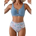 Eomenie High Waisted Bikini Sets for Women Tummy Control U Wired Swimsuit
