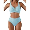 Eomenie High Waisted Bikini Sets for Women Tummy Control U Wired Swimsuit