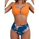 Eomenie High Waisted Bikini Sets for Women Tummy Control U Wired Swimsuit