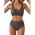 Eomenie High Waisted Bikini Sets for Women Tummy Control U Wired Swimsuit