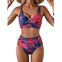 Eomenie High Waisted Bikini Sets for Women Tummy Control U Wired Swimsuit