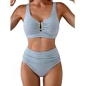 Eomenie High Waisted Bikini Sets for Women Tummy Control U Wired Swimsuit