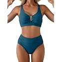 Eomenie High Waisted Bikini Sets for Women Tummy Control U Wired Swimsuit