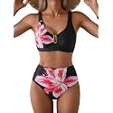 Eomenie High Waisted Bikini Sets for Women Tummy Control U Wired Swimsuit
