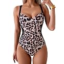 Eomenie One Piece Swimsuit Lace-Up BackColorblock Waist-SlimmingAdjustable