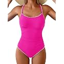 Eomenie Womens Tummy Control Swimsuit Criss Cross Tie Back Bathing Suit