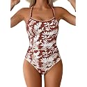 Eomenie Womens Tummy Control Swimsuit Criss Cross Tie Back Bathing Suit