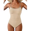 Eomenie Womens Tummy Control Swimsuit Criss Cross Tie Back Bathing Suit