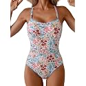 Eomenie Womens Tummy Control Swimsuit Criss Cross Tie Back Bathing Suit
