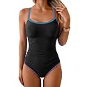 Eomenie Womens Tummy Control Swimsuit Criss Cross Tie Back Bathing Suit