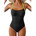 Eomenie Womens Tummy Control Swimsuit Criss Cross Tie Back Bathing Suit