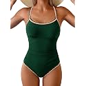 Eomenie Womens Tummy Control Swimsuit Criss Cross Tie Back Bathing Suit