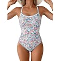 Eomenie Womens Tummy Control Swimsuit Criss Cross Tie Back Bathing Suit
