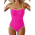 Eomenie Womens Tummy Control Swimsuit Criss Cross Tie Back Bathing Suit