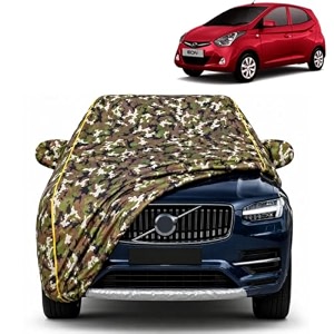 eon 100 waterproof car cover  dustproof sun protection cover  soft cotton lining  triple stitched  mirror pocket  antenna pocket  all weather body cover army