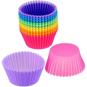 epaal  reusable silicone round moulds set for muffins cupcake jelly cake pack of 12 random colors