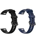 Epaal TPU Silicon Band Strap Compatible with Honor Band 5 / Honor Band 4 (Combo: Black+Blue)