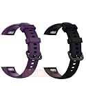 Epaal TPU Silicon Band Strap for Honor Band 5 / Honor Band 4 (Combo: Black+Purple), Regular