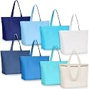 Epakh 10 Pack Canvas Tote Bag Bulk with Zipper, 16.5 x 13 Inch, Blue