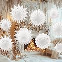 Epakh 18 Pcs Christmas Paper Snowflakes Hanging Bulk, Classic, White