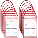 Epakh 30 Pack Office Products Shop Ticket Holders with Hanging Strap 9 x 12 Inches, Dry Erase Pockets, Job Ticket Holders, Both Sides Clear, Welcome to Work Order(Red)