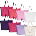 Epakh 8 Pack Canvas Tote Bag Bulk with Zipper, 16.5 x 13 Inch, Pink Purple