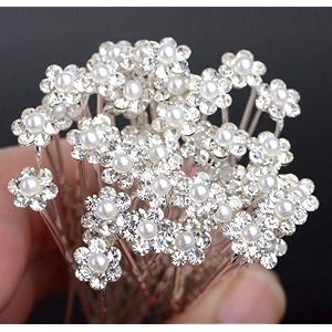 10pcs wedding bridal pearl flower crystal hair pins clips white women jewelry bridal wedding hair pins rhinestone hair clips accessories for women and girls