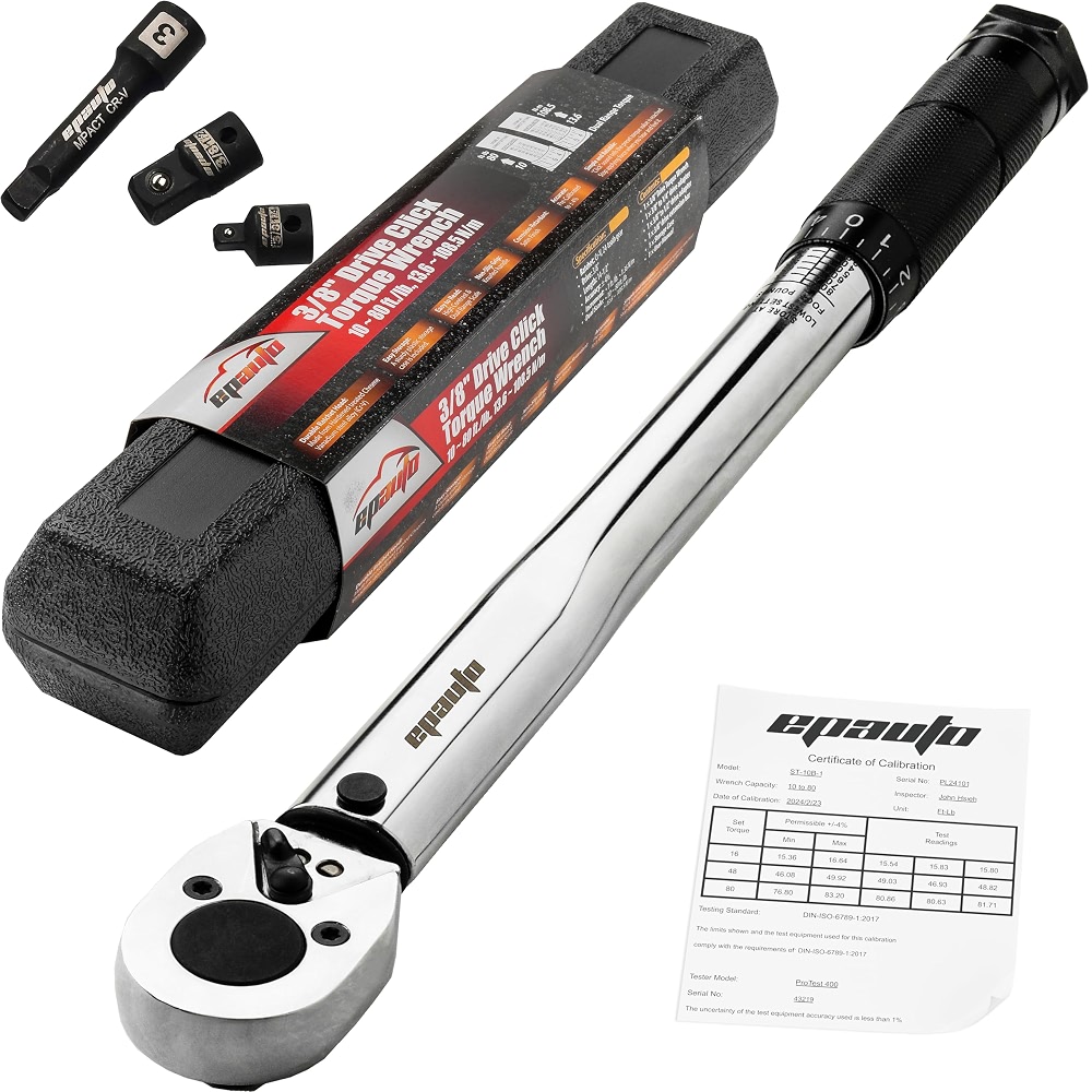 EPAuto 3 /8-Inch Drive Click Torque Wrench 10-80 ft-lb. / 13.6-108.5 Nm ...