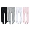 EPEIUS Baby Tights Baby Girls Non-Slip Plain/Ribbed Leggings Seamless Cotton Stockings Pantyhose Newborn Infant Toddler