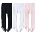 EPEIUS Baby Tights Baby Girls Non-Slip Plain/Ribbed Leggings Seamless Cotton Stockings Pantyhose Newborn Infant Toddler