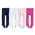 EPEIUS Baby Tights Baby Girls Non-Slip Plain/Ribbed Leggings Seamless Cotton Stockings Pantyhose Newborn Infant Toddler