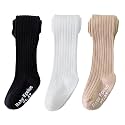 EPEIUS Baby Tights Baby Girls Non-Slip Plain/Ribbed Leggings Seamless Cotton Stockings Pantyhose Newborn Infant Toddler