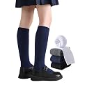 EPEIUS Girls Knee High Socks, Seamless Cotton School Uniform Socks 3-5 Pack