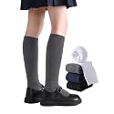 EPEIUS Girls Knee High Socks, Seamless Cotton School Uniform Socks 3-5 Pack