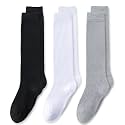 EPEIUS Girls Knee High Socks, Seamless Cotton School Uniform Socks 3-5 Pack