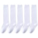 EPEIUS Girls Knee High Socks, Seamless Cotton School Uniform Socks 3-5 Pack