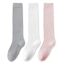 EPEIUS Girls Knee High Socks, Seamless Cotton School Uniform Socks 3-5 Pack