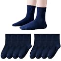 EPEIUS Kids Crew Socks Seamless Cotton Dress Socks for Boys Girls 1-15Y