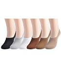 EPEIUS Womens No Show Socks Non Slip Thin Seamless White Nude Invisible Socks Footies Low Cut Liner 3/6 Pairs