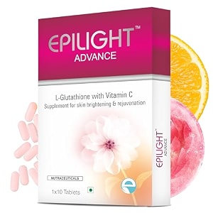 epilight l-glutathione with vitamin c tablets for skin health 600mg  10 tablets for men amp women