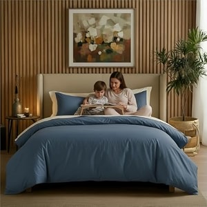 epinch duvet cover set 1200 tc 100 egyptian cotton luxurious soft home amp hotel 3-piece 1-duvet cover 2-sham cover zipper amp tie closure medium blue double_91 x 101 inch