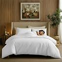 Epinch® Duvet Cover Set 1200 TC 100% Egyptian Cotton Luxurious Soft Home &amp; Hotel 3-Piece 1-Duvet Cover 2-Sham Cover Zipper &amp; Tie Closure (White, Double_91 X 101 Inch)