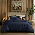 Epinch® Duvet Cover Set 1200 TC 100% Egyptian Cotton Luxurious Soft Home &amp; Hotel 3-Piece 1-Duvet Cover 2-Sham Cover Zipper &amp; Tie Closure (Navy Blue, King_93 X 107 Inch)