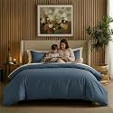Epinch® Duvet Cover Set 1200 TC 100% Egyptian Cotton Luxurious Soft Home &amp; Hotel 3-Piece 1-Duvet Cover 2-Sham Cover Zipper &amp; Tie Closure (Medium Blue, King_93 X 107 Inch)