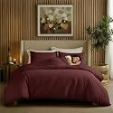 Epinch® Duvet Cover Set 1200 TC 100% Egyptian Cotton Luxurious Soft Home &amp; Hotel 3-Piece 1-Duvet Cover 2-Sham Cover Zipper &amp; Tie Closure (Burgundy, Double_91 X 101 Inch)