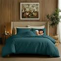 Epinch Duvet Cover Set 1200 TC 100% Egyptian Cotton Luxurious Soft Home &amp; Hotel 3-Piece 1-Duvet Cover 2-Pillow Sham Cover Zipper &amp; Tie Closure (Teal, Single_61 X 91 Inch)