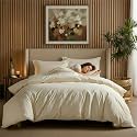 Epinch Duvet Cover Set 1200 TC 100% Egyptian Cotton Luxurious Soft Home &amp; Hotel 3-Piece 1-Duvet Cover 2-Sham Cover Zipper &amp; Tie Closure (Ivory, King_93 X 107 Inch)