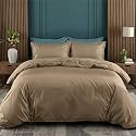 Epinch Duvet Cover Set 1200 TC 100% Egyptian Cotton Luxurious Soft Home &amp; Hotel 3-Piece 1-Duvet Cover 2-Pillow Sham Cover Zipper &amp; Tie Closure (Taupe, Queen_90 X 90 Inch)
