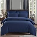 Epinch Duvet Cover Set 1200 TC 100% Egyptian Cotton Luxurious Soft Home &amp; Hotel 3-Piece 1-Duvet Cover 2-Pillow Sham Cover Zipper &amp; Tie Closure (Navy Blue, Queen_90 X 90 Inch)